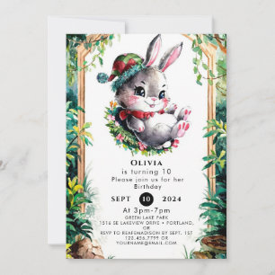 Farbenfrohe Kinder Bunny Birthday Einladung