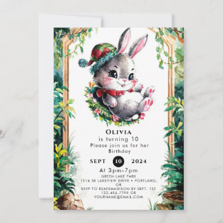Farbenfrohe Kinder Bunny Birthday Einladung