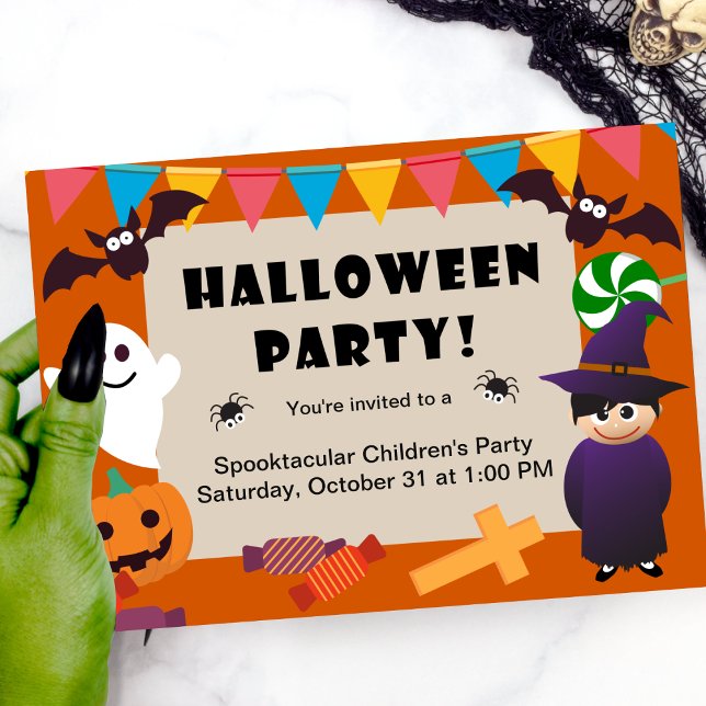 Farbenfrohe Kinder Kostüm Halloween-Party Save The Date (Von Creator hochgeladen)