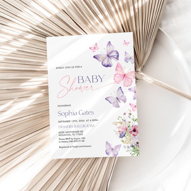 Farbenfrohe Kinderdusche Einladung mit Schmetterli (Von Creator hochgeladen)