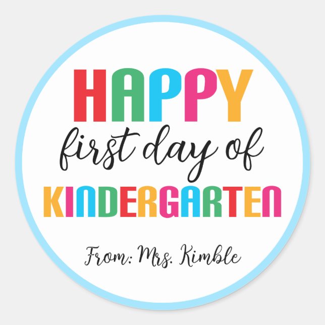 Farbenfrohe Kindergartenstickerin Runder Aufkleber (Vorderseite)