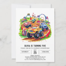 Farbenfrohe Kindermonster Truck Geburtstag