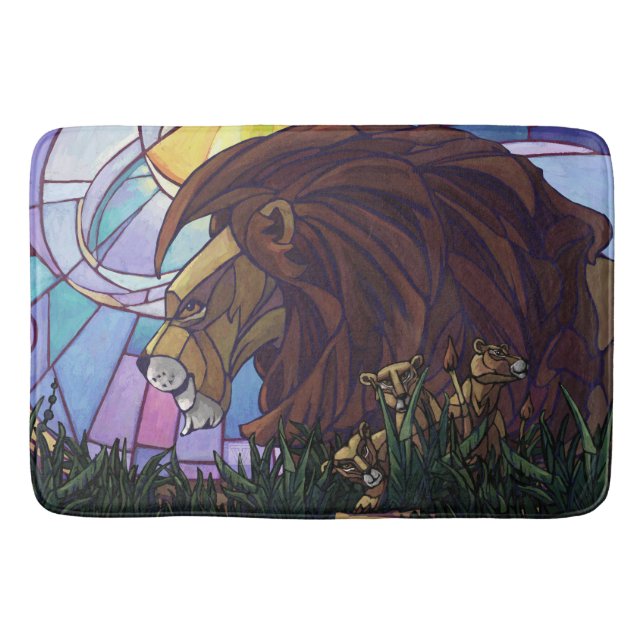 Farbenfrohe King Lion und Cubs Badematte (Vorderseite)