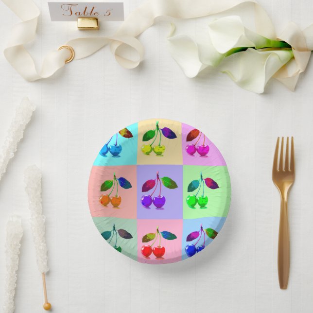 Farbenfrohe Kirchen - Pop Art Pappteller (Hochzeit)