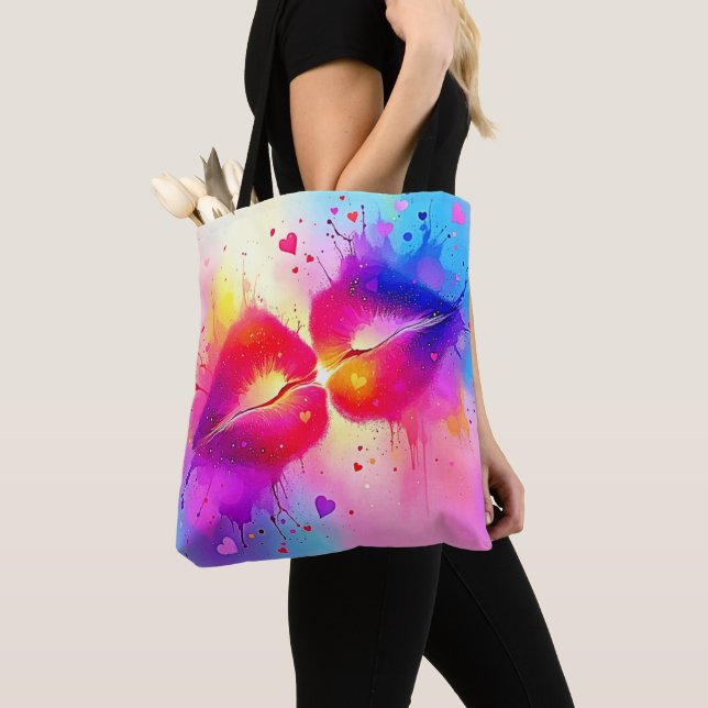Farbenfrohe Kiss Splash Design Tasche (Von Nahem)