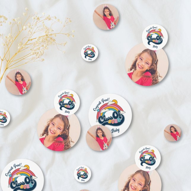 Farbenfrohe Klasse 2025 Abschluss Foto Confetti Konfetti (Colorful Class of 2025 Graduation Photo Confetti
)