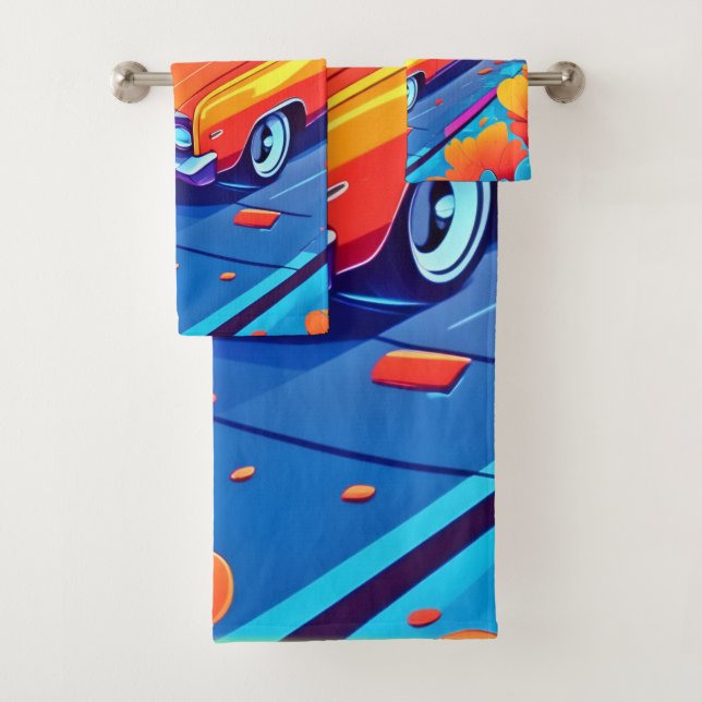 Farbenfrohe Klassik Ride Design Badhandtuch Set (Insitu)
