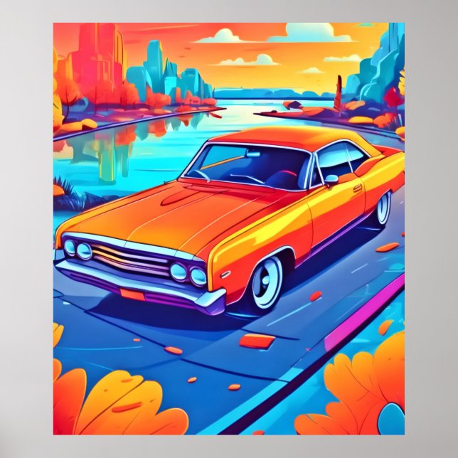 Farbenfrohe Klassik Ride Design Poster (Vorne)