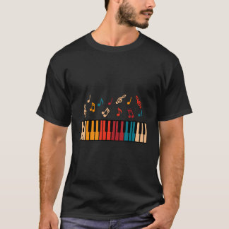 Farbenfrohe Klaviertastatur Muscial Notes Jersey T-Shirt
