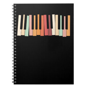 Farbenfrohe Klaviertasten Retro Pianist Notizblock