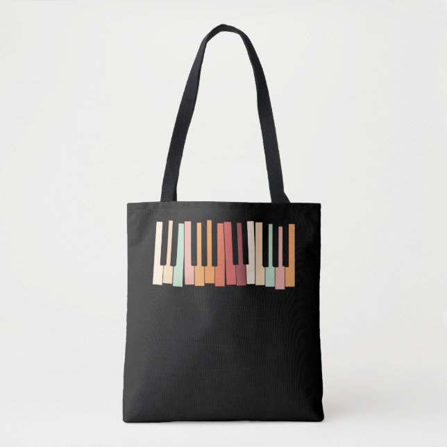 Farbenfrohe Klaviertasten Retro Pianist Tasche (Vorderseite)