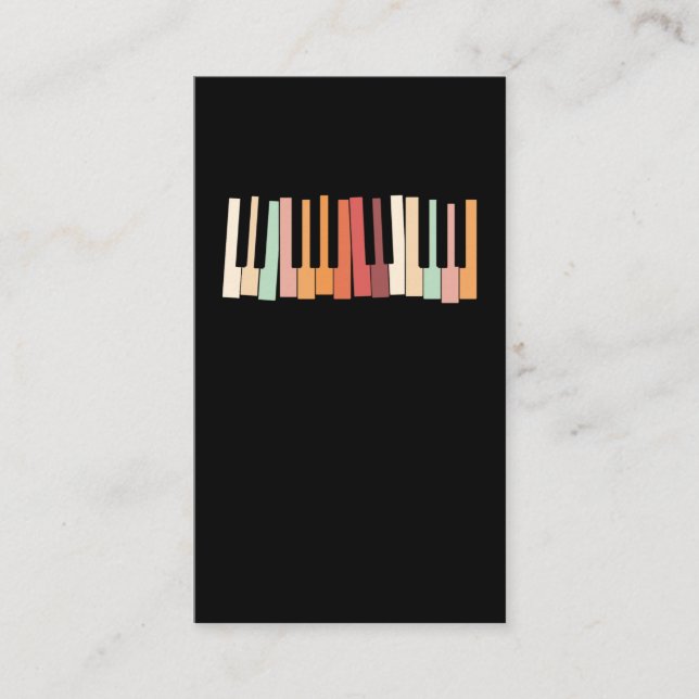 Farbenfrohe Klaviertasten Retro Pianist Visitenkarte (Vorderseite)