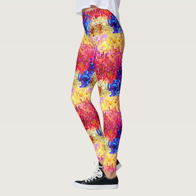 Farbenfrohe, kleine geometrische Formen, Muster au Leggings (Links)