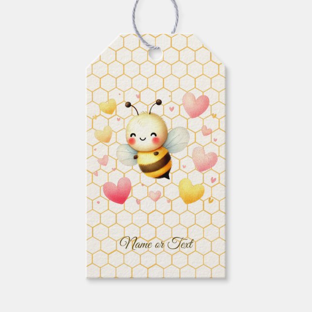Farbenfrohe kleine Honey Bee Baby Dusche Niedlich Geschenkanhänger (Vorderseite)