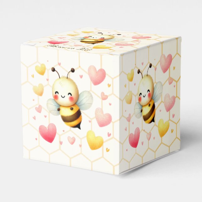 Farbenfrohe kleine Honey Bee Baby Dusche Niedlich Geschenkschachtel (Vorderseite)