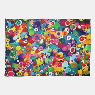 Farbenfrohe kleine Kreise Original Artwork Geschirrtuch