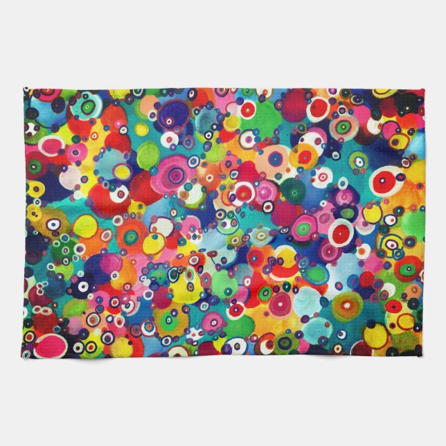 Farbenfrohe kleine Kreise Original Artwork Geschirrtuch (Horizontal)