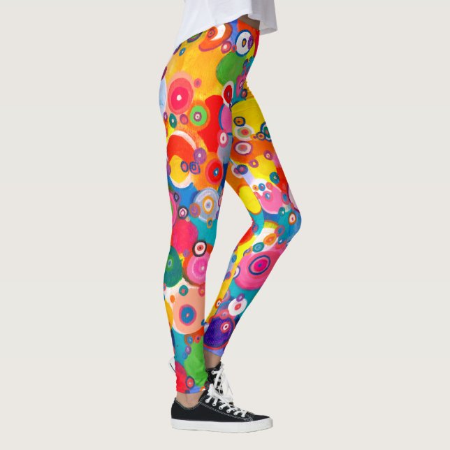 Farbenfrohe kleine Kreise Original Artwork Leggings (Rechts)