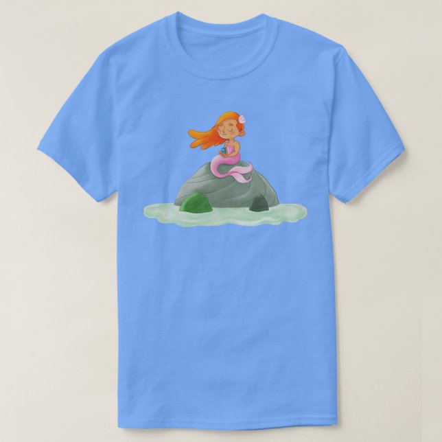 Farbenfrohe kleine Meerjungfrau mit Babyvogel T-Shirt (Design vorne)