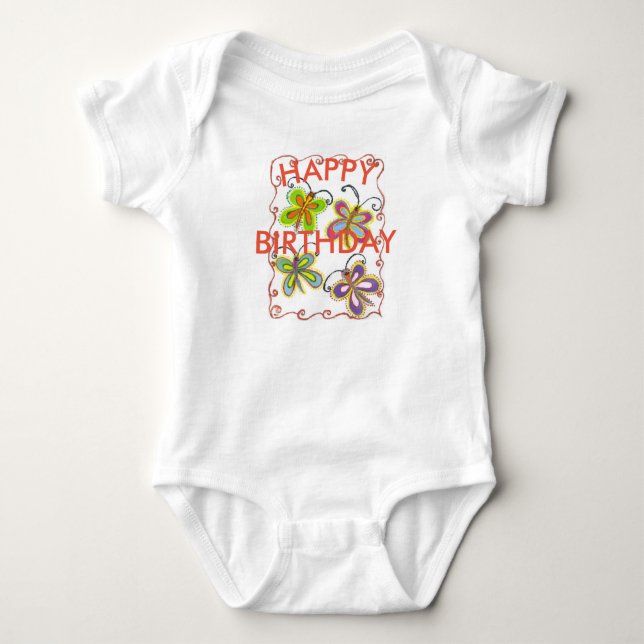 Farbenfrohe kleine Prinzessin Happy Birthday Baby Strampler (Vorderseite)