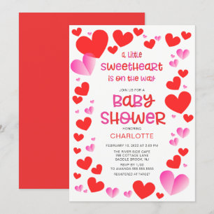 Farbenfrohe kleine Sweetheart Girls Babydusche  Einladung