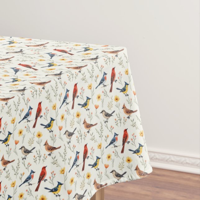 Farbenfrohe kleine Vögel Tischdecke (Beispiel)