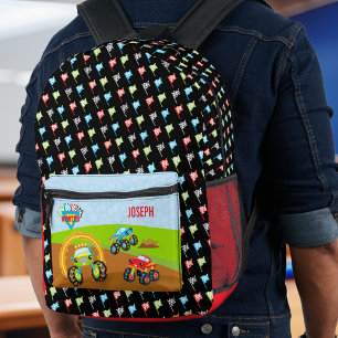Farbenfrohe Kleinkinder-Monster-LKW mit Vorname Bedruckter Rucksack