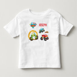 Farbenfrohe Kleinkinder-Monster-LKW mit Vorname Kleinkind T-shirt