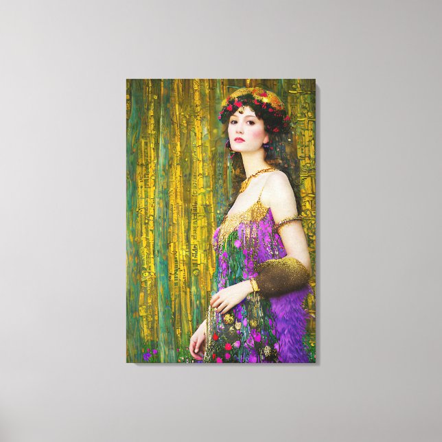 Farbenfrohe Klimt Style Collage Porträt der Frau Leinwanddruck (Vorderseite)