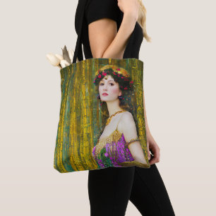 Farbenfrohe Klimt Style Collage Porträt der Frau Tasche