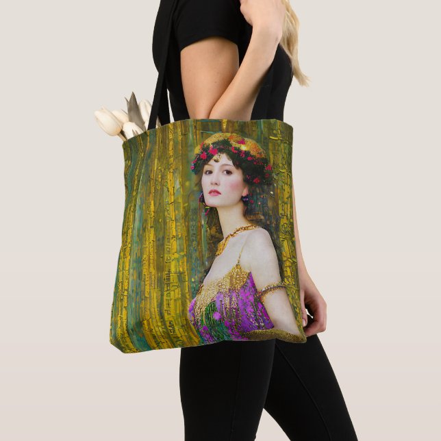 Farbenfrohe Klimt Style Collage Porträt der Frau Tasche (Von Nahem)