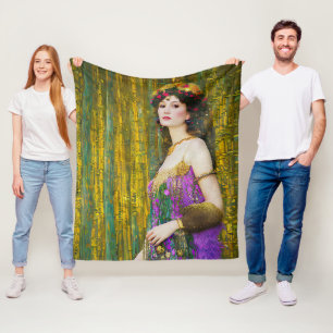 Farbenfrohe Klimt Style Collage Porträt einer Frau Fleecedecke