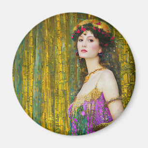 Farbenfrohe Klimt Style Collage Porträt einer Frau Magnet