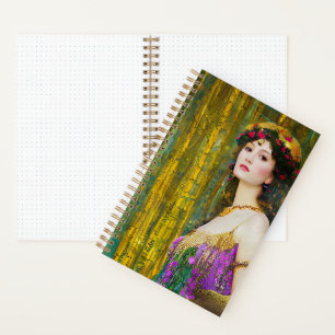 Farbenfrohe Klimt Style Collage Porträt einer Frau Notizbuch