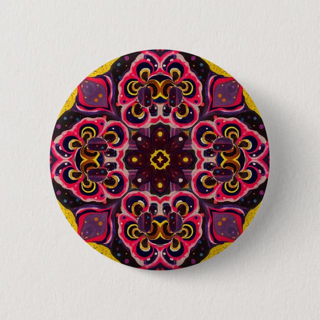 farbenfrohe Knopfdrehspiegel-Design Button (Vorderseite)
