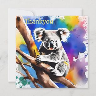 Farbenfrohe Koala Bear Watercolor Splash, Dankeskarte