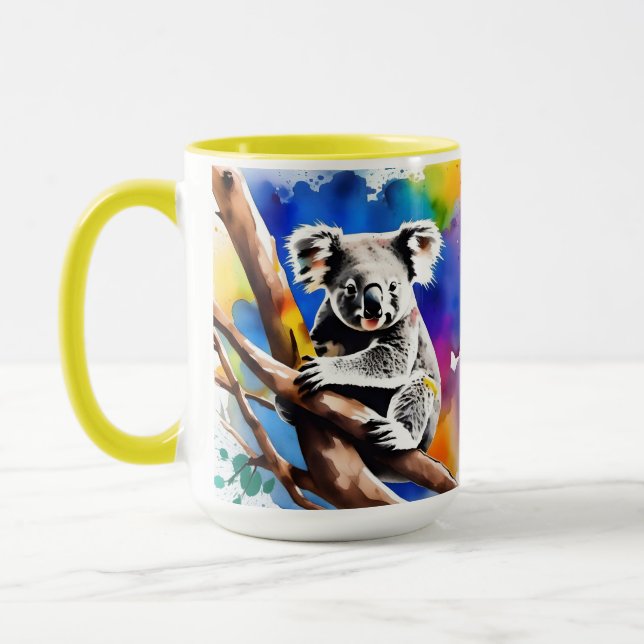 Farbenfrohe Koala Bear Watercolor Splash, Tasse (Links)