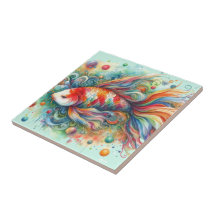 Farbenfrohe Koi Fisch Whimsisches Wasser Orange Aq