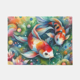 Farbenfrohe Koi Fisch Whimsisches Wasser Orange Aq Fußmatte