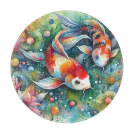 Farbenfrohe Koi Fisch Whimsisches Wasser Orange Aq Schneidebrett