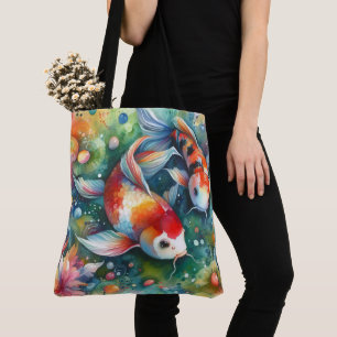 Farbenfrohe Koi Fisch Whimsisches Wasser Orange Aq Tasche