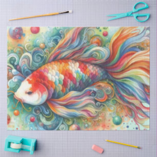 Farbenfrohe Koi Fish Aquarell Orange Decoute Seidenpapier