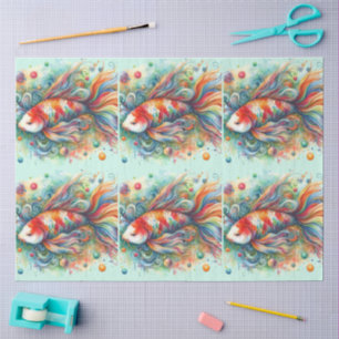 Farbenfrohe Koi Fish Aquarell Orange Decoute Seidenpapier