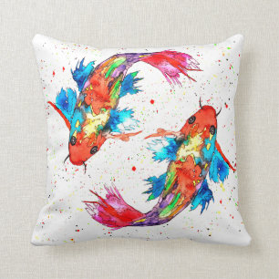 Farbenfrohe Koi Fish Throw Kissen