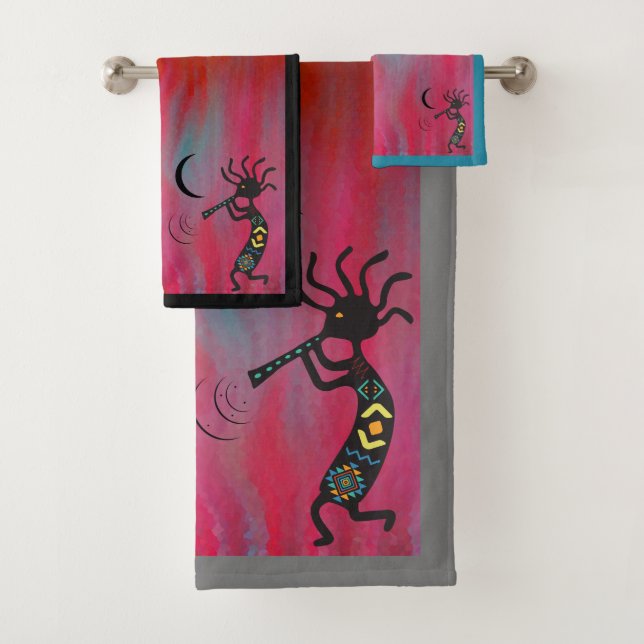 Farbenfrohe Kokopelli Badehandtuch Set (Insitu)