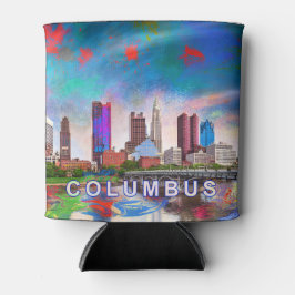 Farbenfrohe Kolumbus Skyline Abstrakte Kunst Dosenkühler