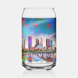 Farbenfrohe Kolumbus-Skyline Dosenglas