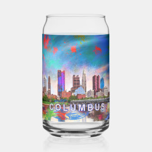 Farbenfrohe Kolumbus-Skyline Dosenglas