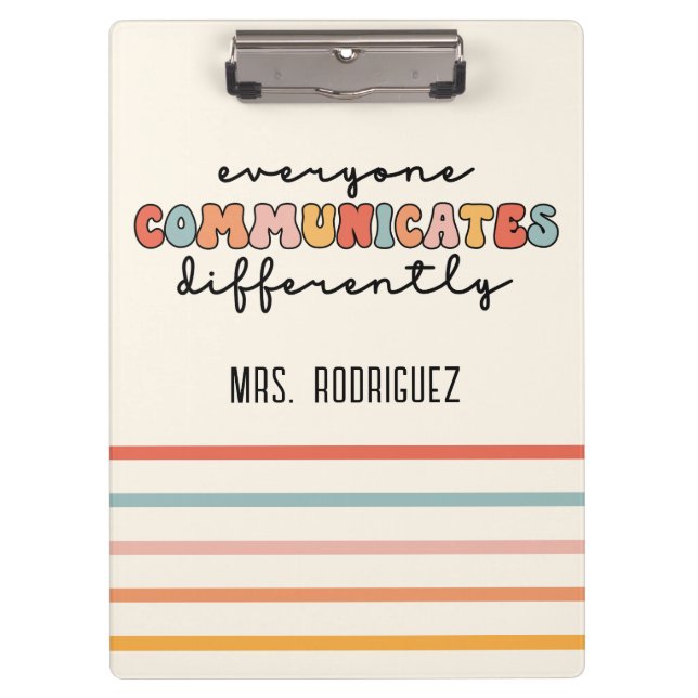 Farbenfrohe Kommunikation Klemmbrett (Vorderseite)