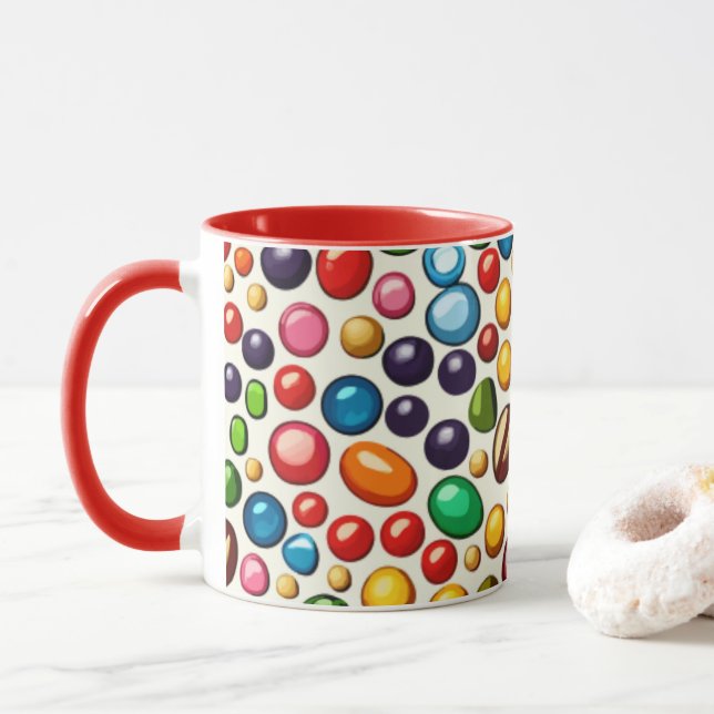 Farbenfrohe Konditorei: Artwork der Rundkandies Tasse (Mit Donut)